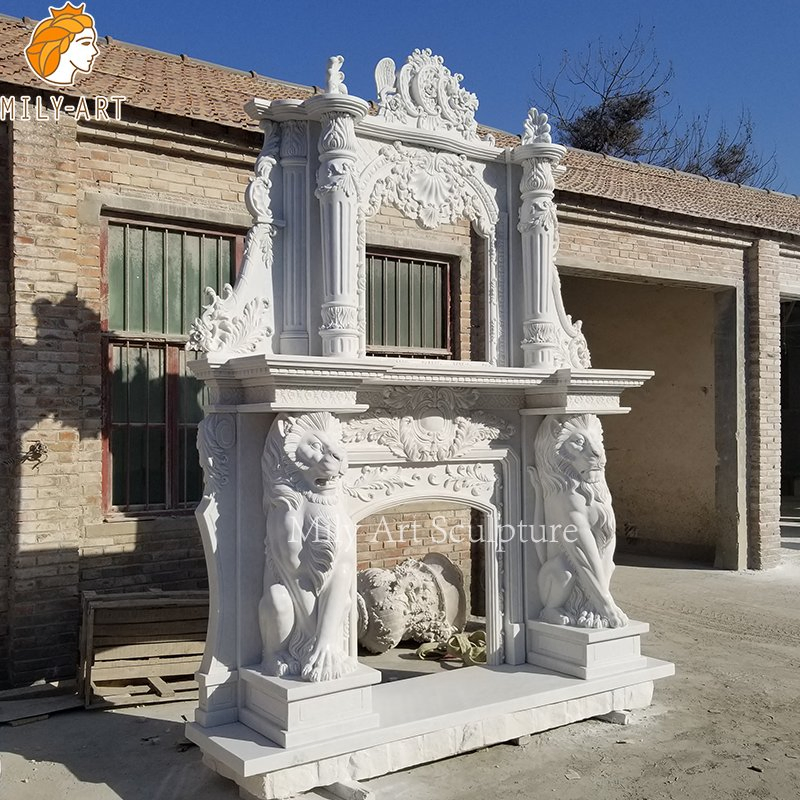 Customized Natural Stone Marble Double-Layer Fireplace for Decoration