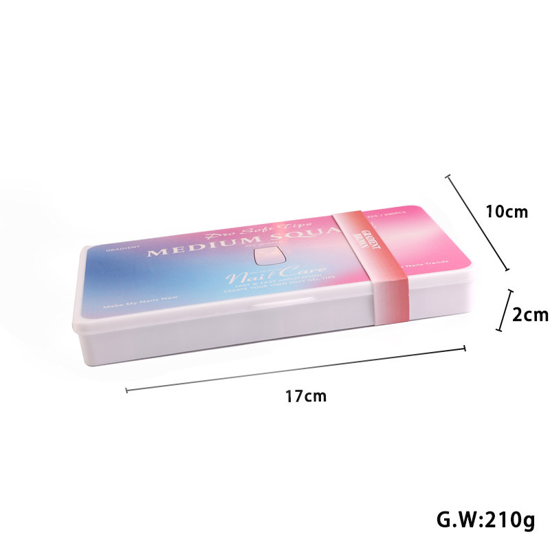 Nail Supplier Artificial Nail Acrylic Gradient Nude Pink Medium Square Nail Tips for Salon