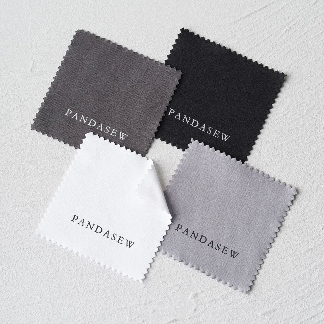 Pandasew Personalized White Black Pink Jewelry Cleaning Cloth with Dark Pink Individually Packaged Case Custom Logo Printed Text Ink Printing