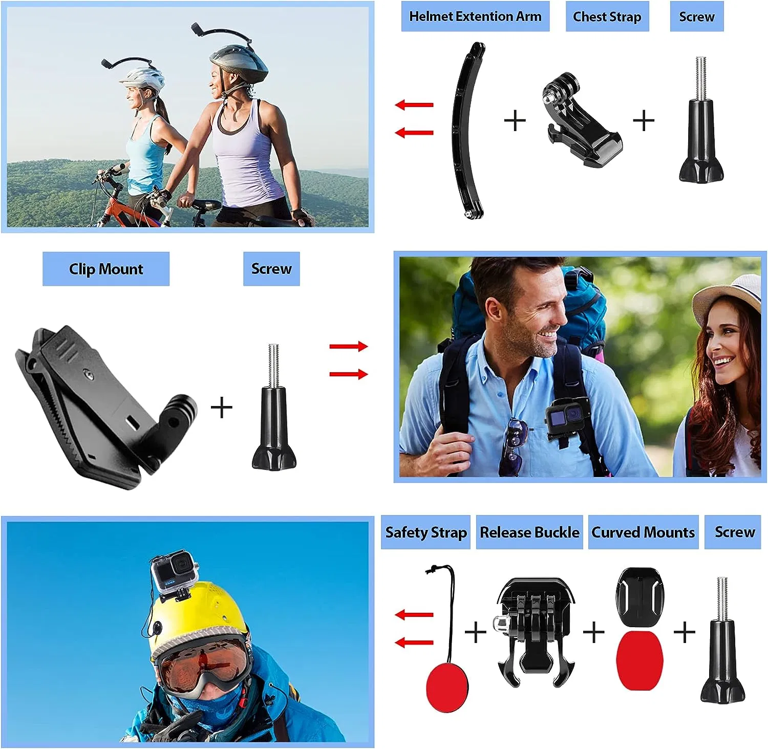 Gopro Accessories Set Hero 12/11/10/9 Sports Camera Accessories 61 in 1 Set with Large Storage Bag