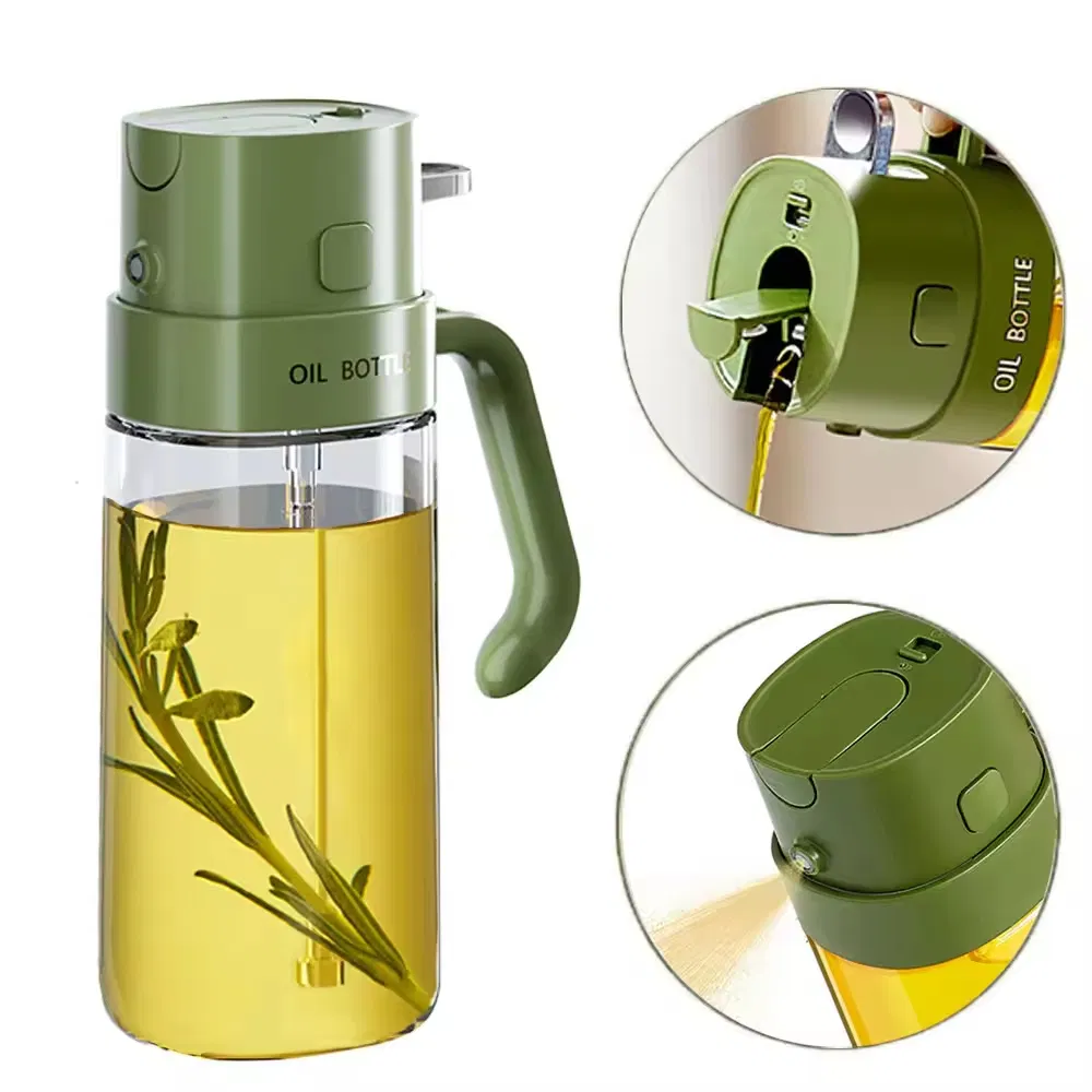 Wholesale Wine Vinegar Soy Sauce Salad Sprayer 470ml&550ml Glass 2 in 1 Spray Bottle Oil Dispenser for Fryer Kitchen BBQ Popcorn Oil Sprayer