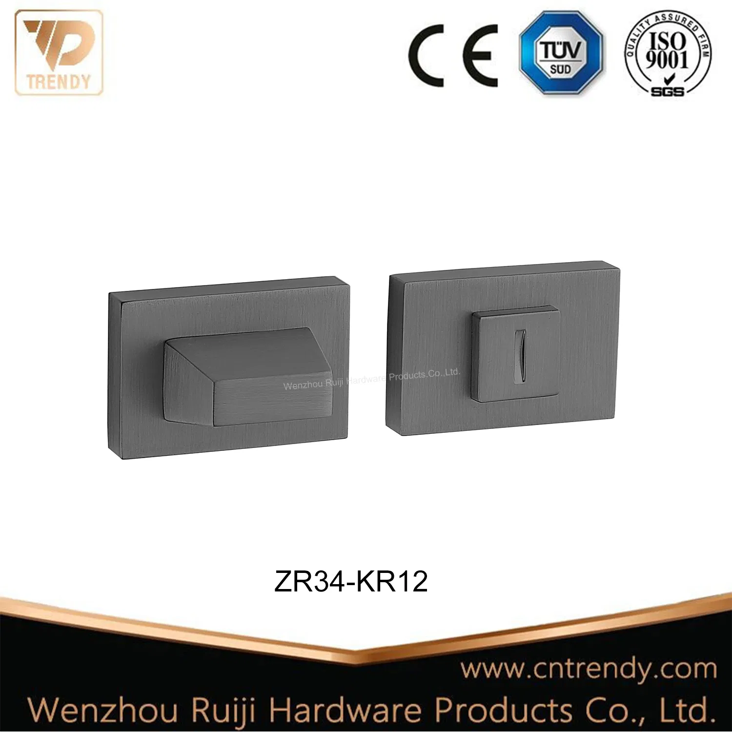 Rectangle Shape Eescutcheon Zinc Door Hardware Matt Satin Black Oval Hole Lock Cover (ZR34-OB)