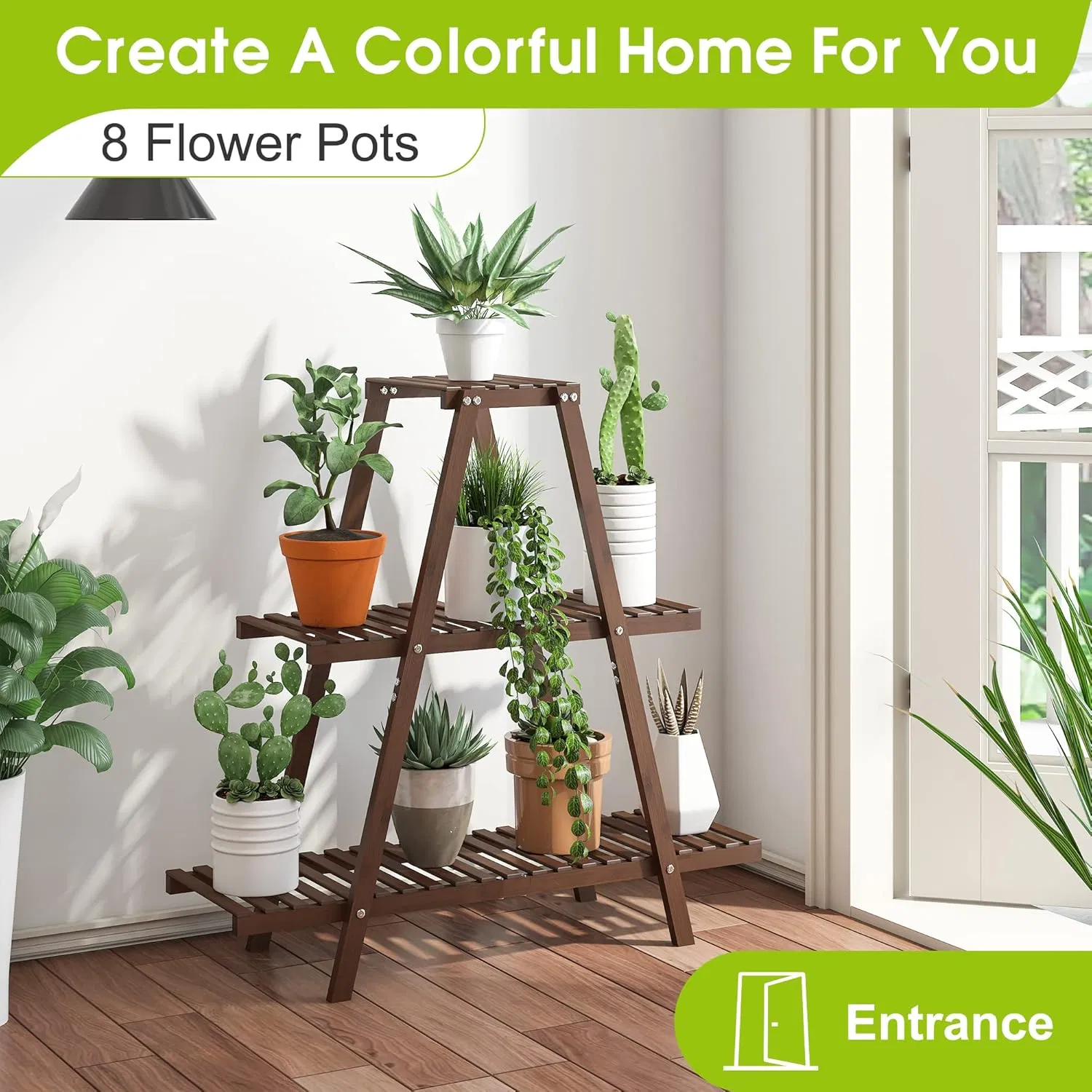 Bamboo Home Creative Balcony Succulent Plant Shelving Flower Racks