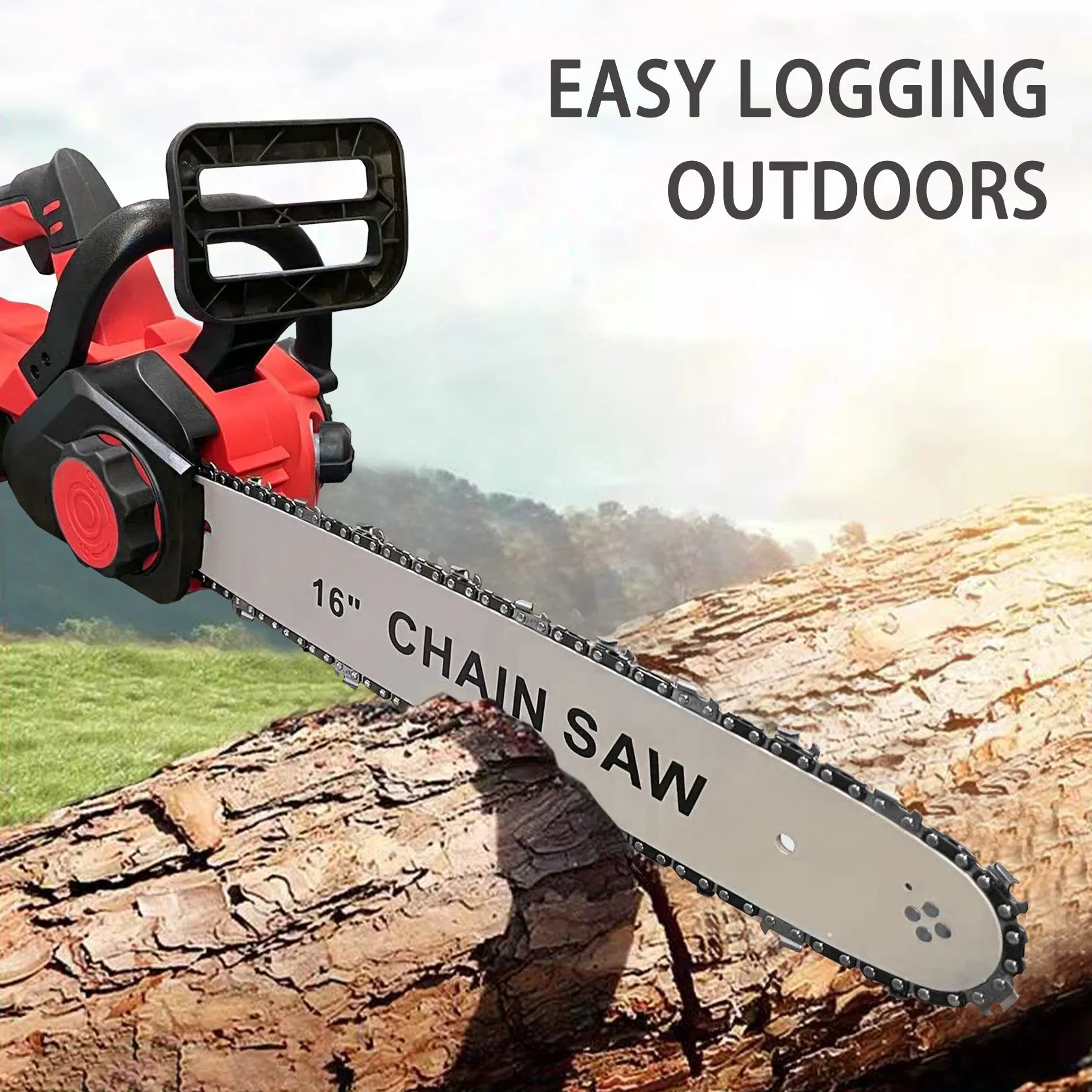 Wosai 16 Inch Brushless Motor Electric Wood Cutting Machine Chain Saw Lithium Chainsaw