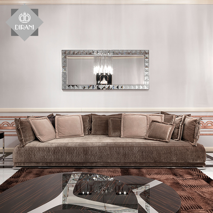 Диван кожаный секционный коричневый европейский стиль