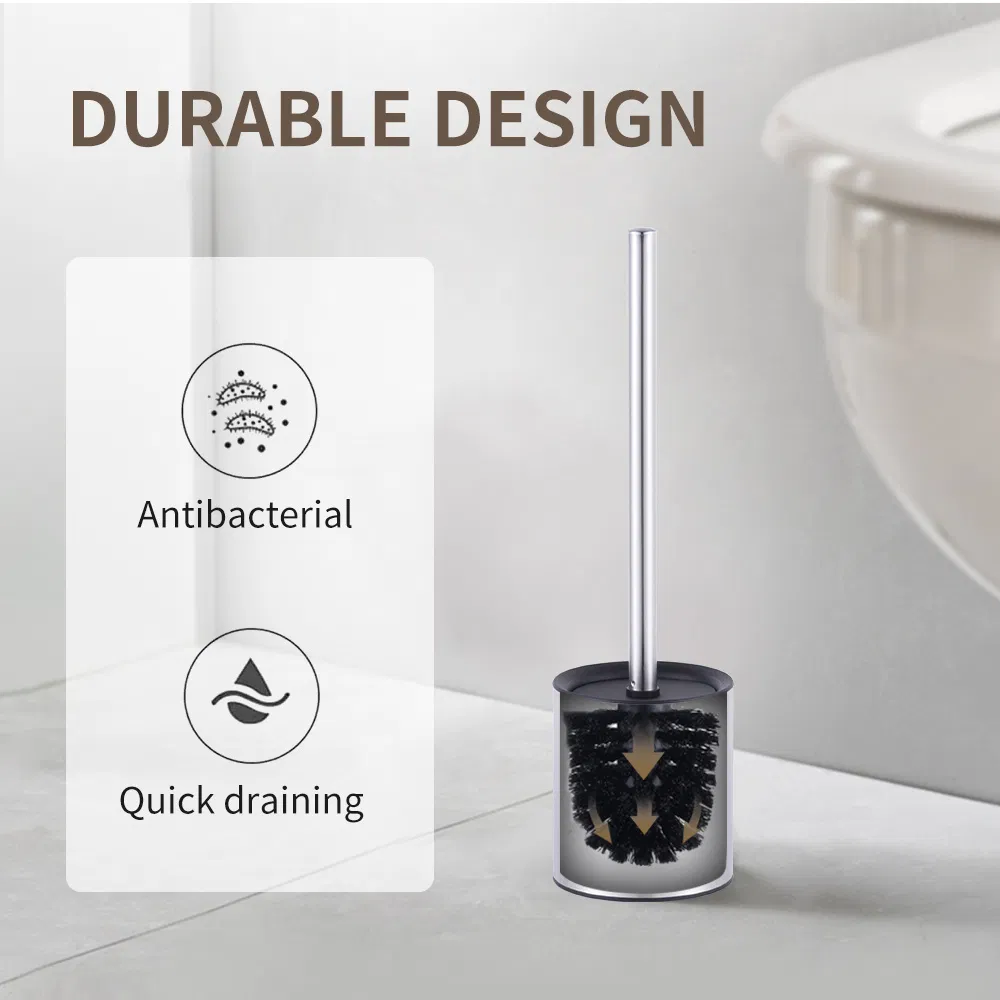 Stainless Steel Toilet Brush with Easy Automatic Open Holder Toilet Brush Holder