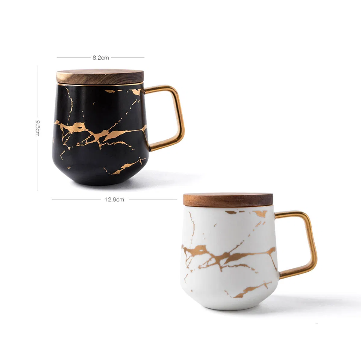 Керамическая кофейная кружка с крышкой, 12 oz