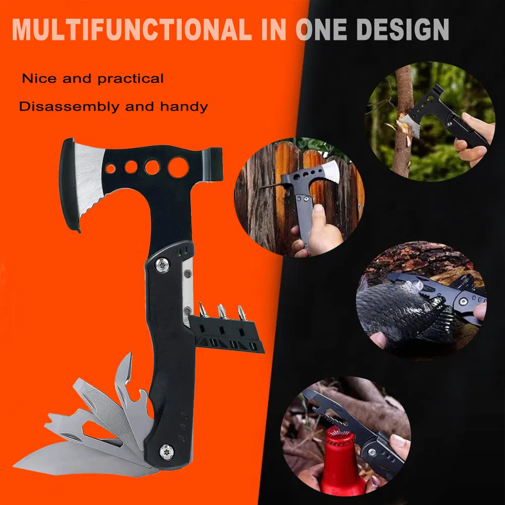 Customized OEM Mini Black Survival Multi Tool Hammer Axe for Camping