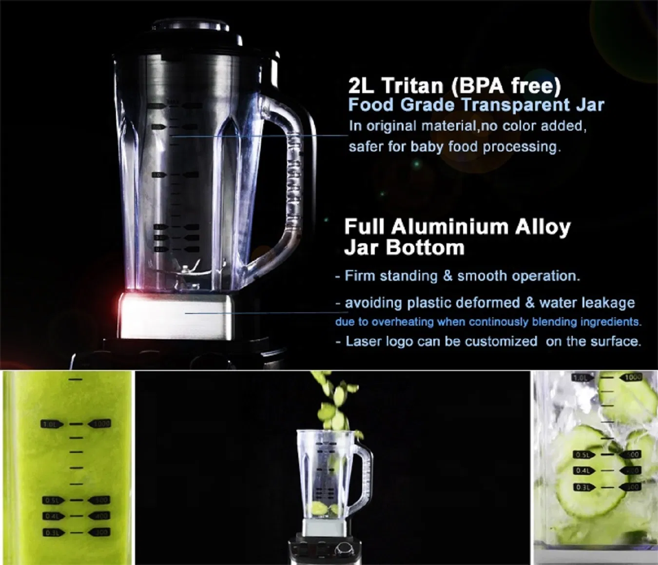 2L Food Blender Mixer Vegetable Fruit Juicer Ice Crusher Electric Commercial Blender