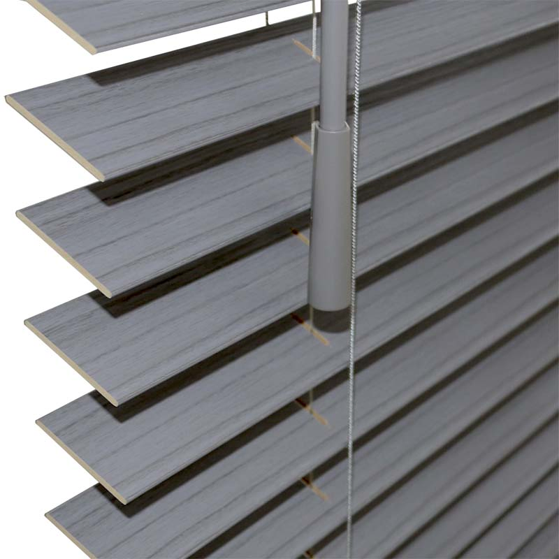 Waterproof Corded PVC Faux Wood Blinds 50mm Vinyl Horizontal Window Blinds