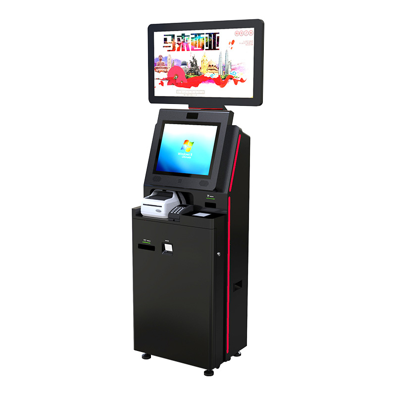 21.5 Inch Dual-Screen Check in Kiosk with Card Dispenser for Hotel Kiosk