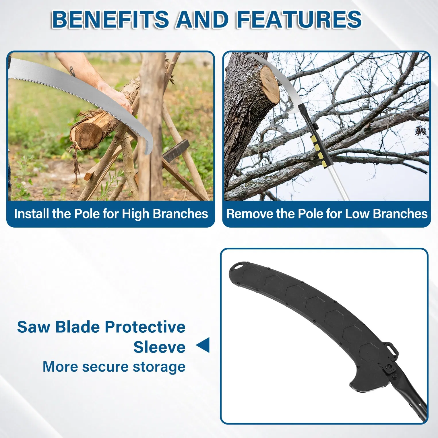 High-Reach Branch Cutter with Saw Blade Telescoping Pruning Saw