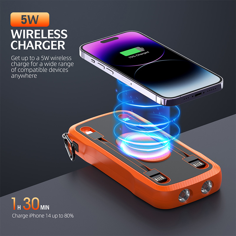 10000mAh Solar Panel Charging Solar Power Bank with Cigarette Lighter and Flashlight