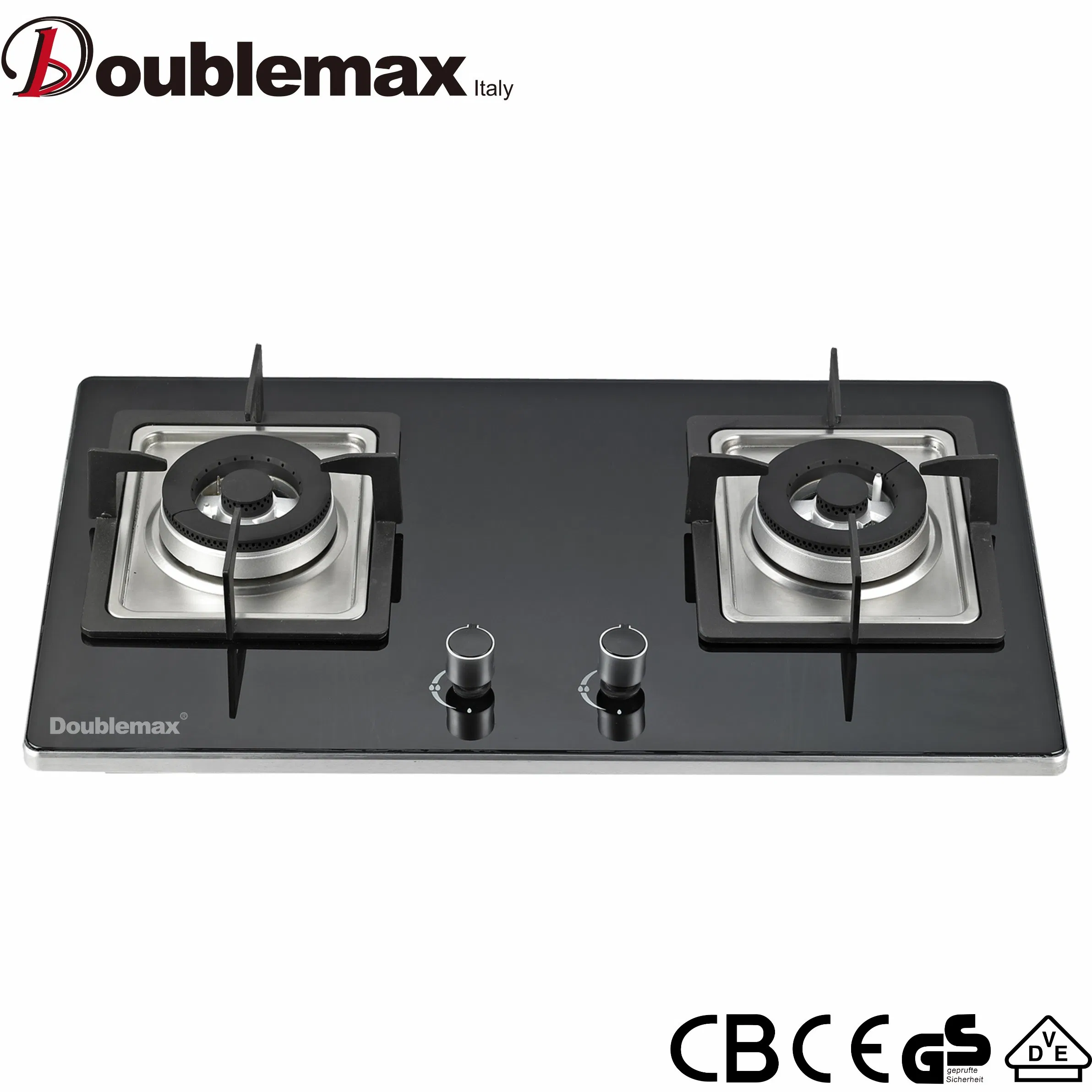 High Efficiency Super Blue Flame 2 Burner Temperred Glass Gas Stove