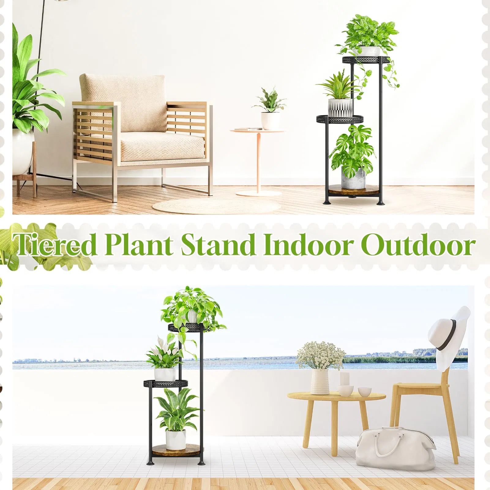 Plant Stand Indoor Outdoor Clearance, 3 Tier Metal Corner Plant Stands Shelf Holder, Tierd Stand Flower Shelf Display Rack for Living Room Balcony Garden