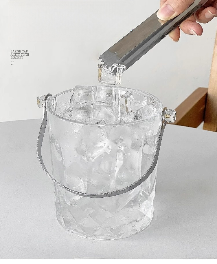 Creative Carved Glass Carry-on Bucket Ice Bucket