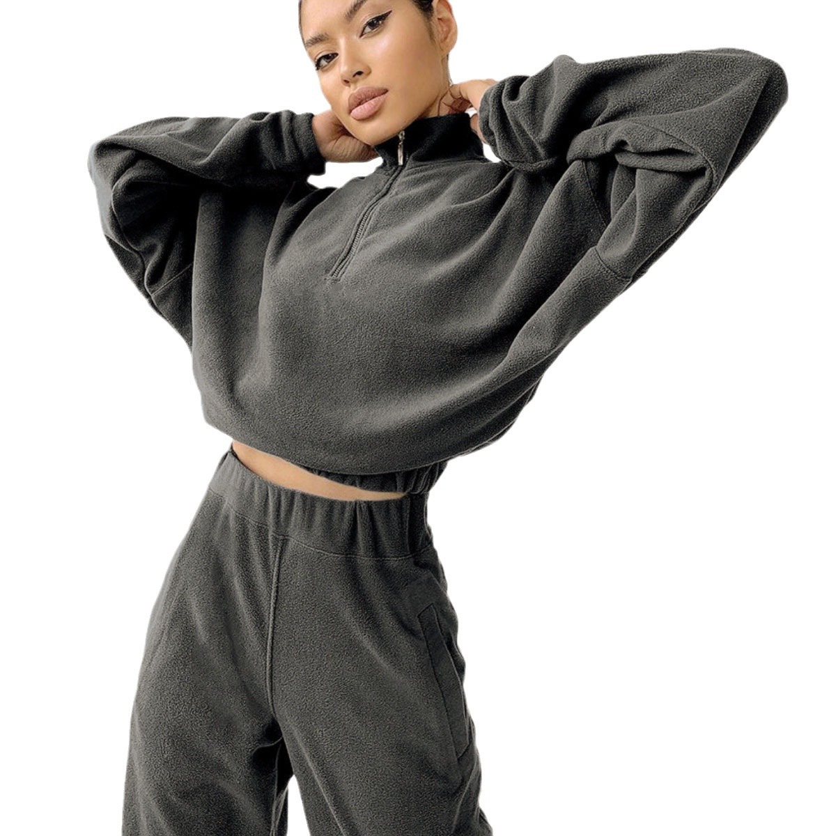 Комплект женский осенне-зимний пуловер с капюшоном и брюки