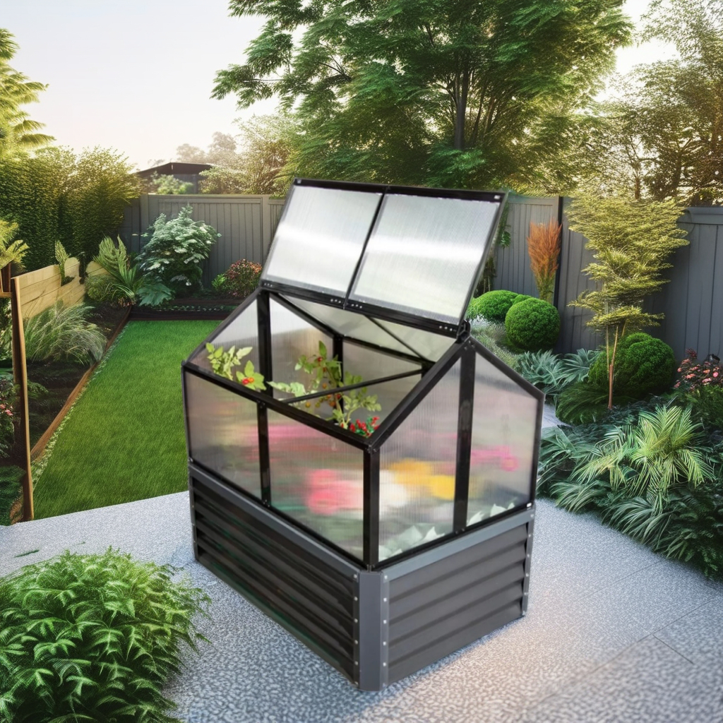 Теплица мини с крышей приподнятая грядка для двора