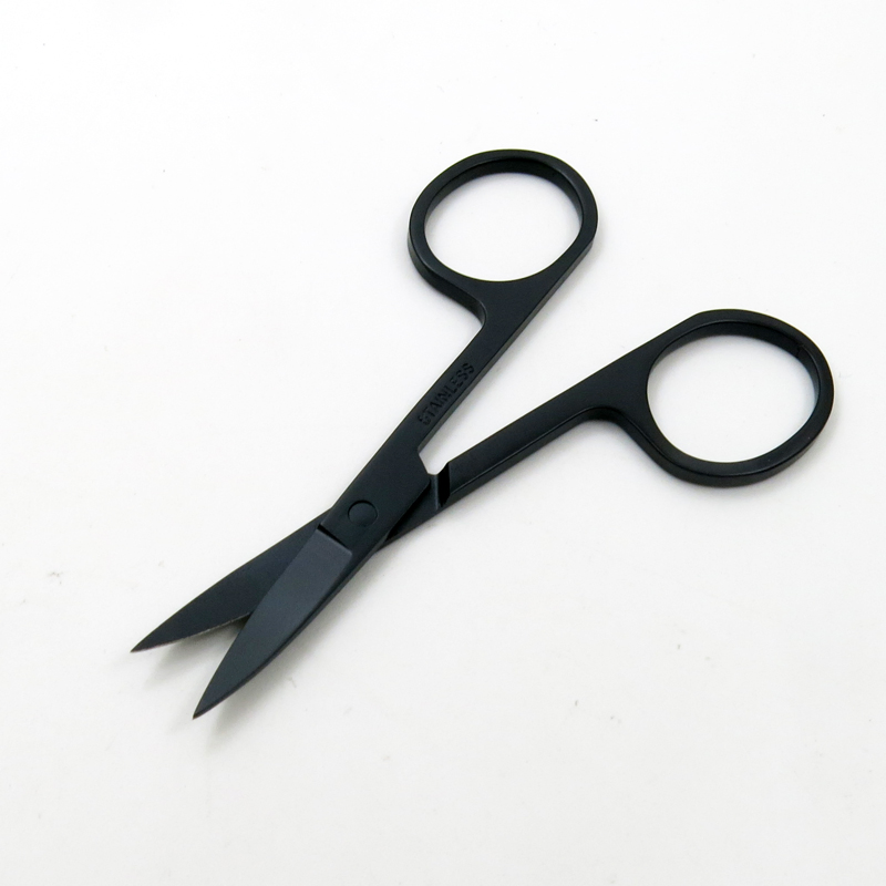 Black Color with Stainless Steel Sharp Beauty Makeup Scissors for Eyebrow Hair Facial Trimming Tweezers