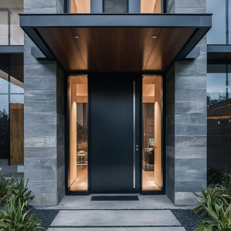 Modern Design Exterior Brown Black Wrought Iron and Glass Front Entry Steel Security Metal Pivot Single Double Door for Outdoor