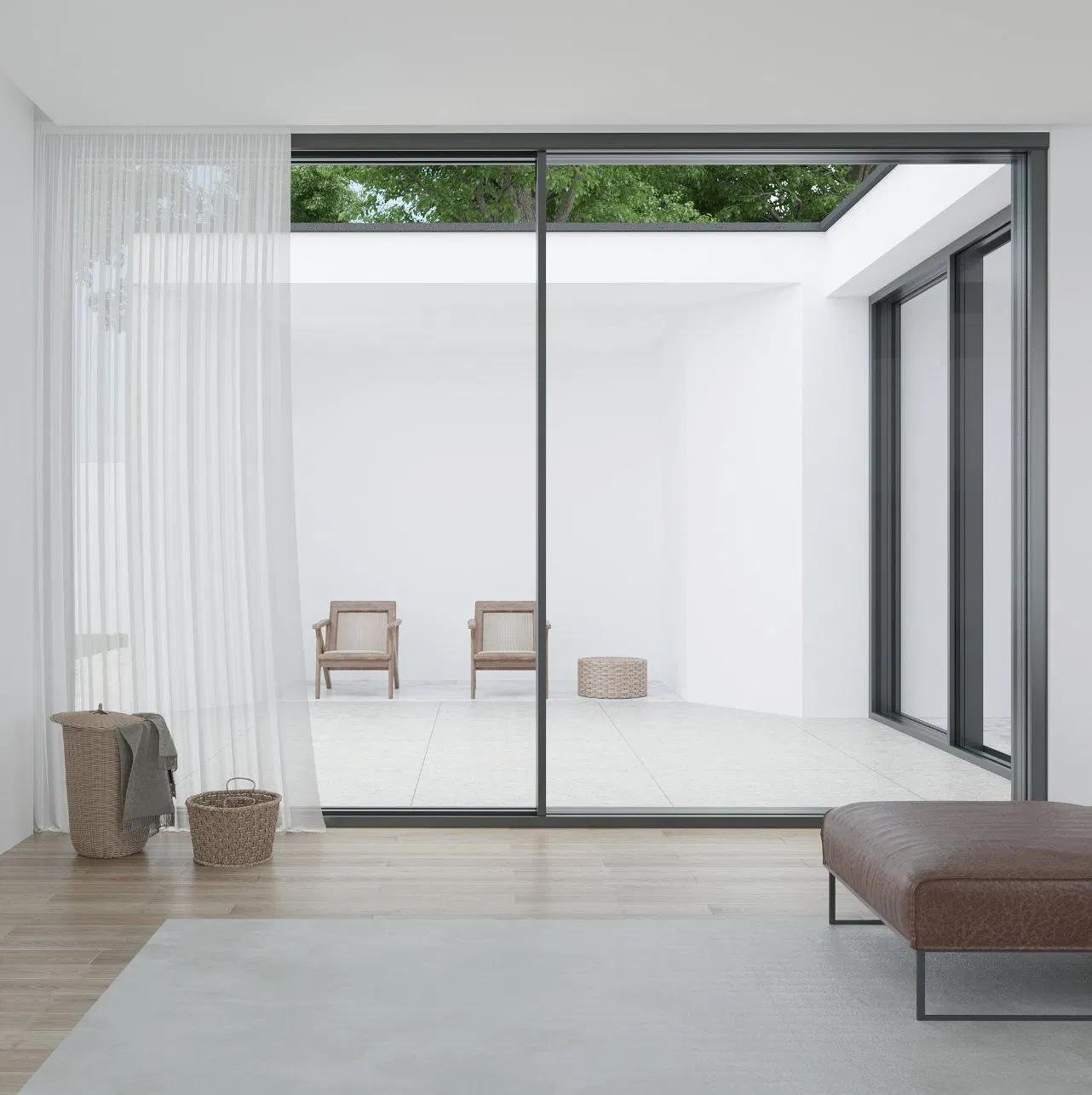 Leawod Panoramic Aluminum Slim Sliding Patio Door for Hotel restaurant Villa House