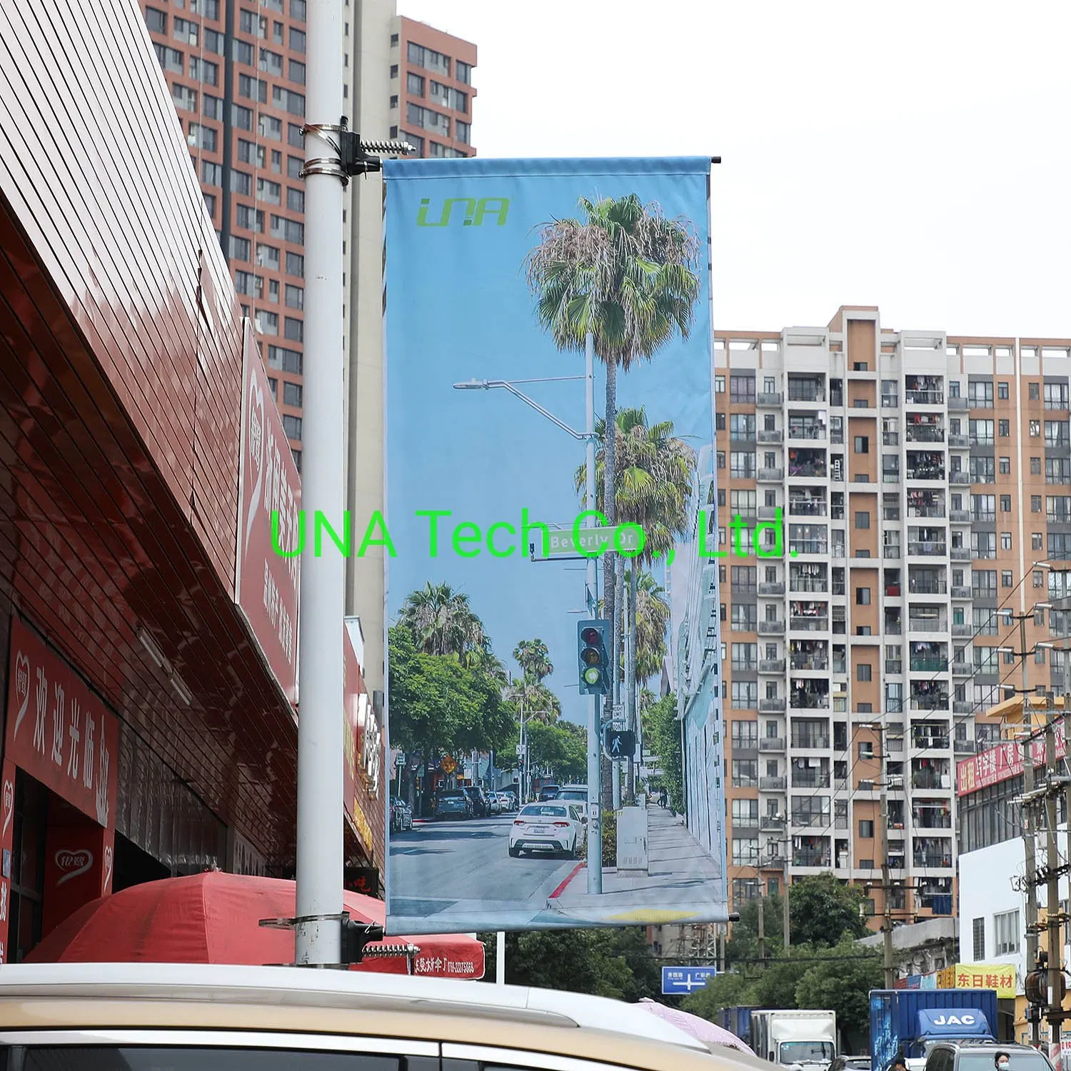 Single Side Stable Quality Outdoor Lamp Pole Advertising Sign Poster Banner Holder