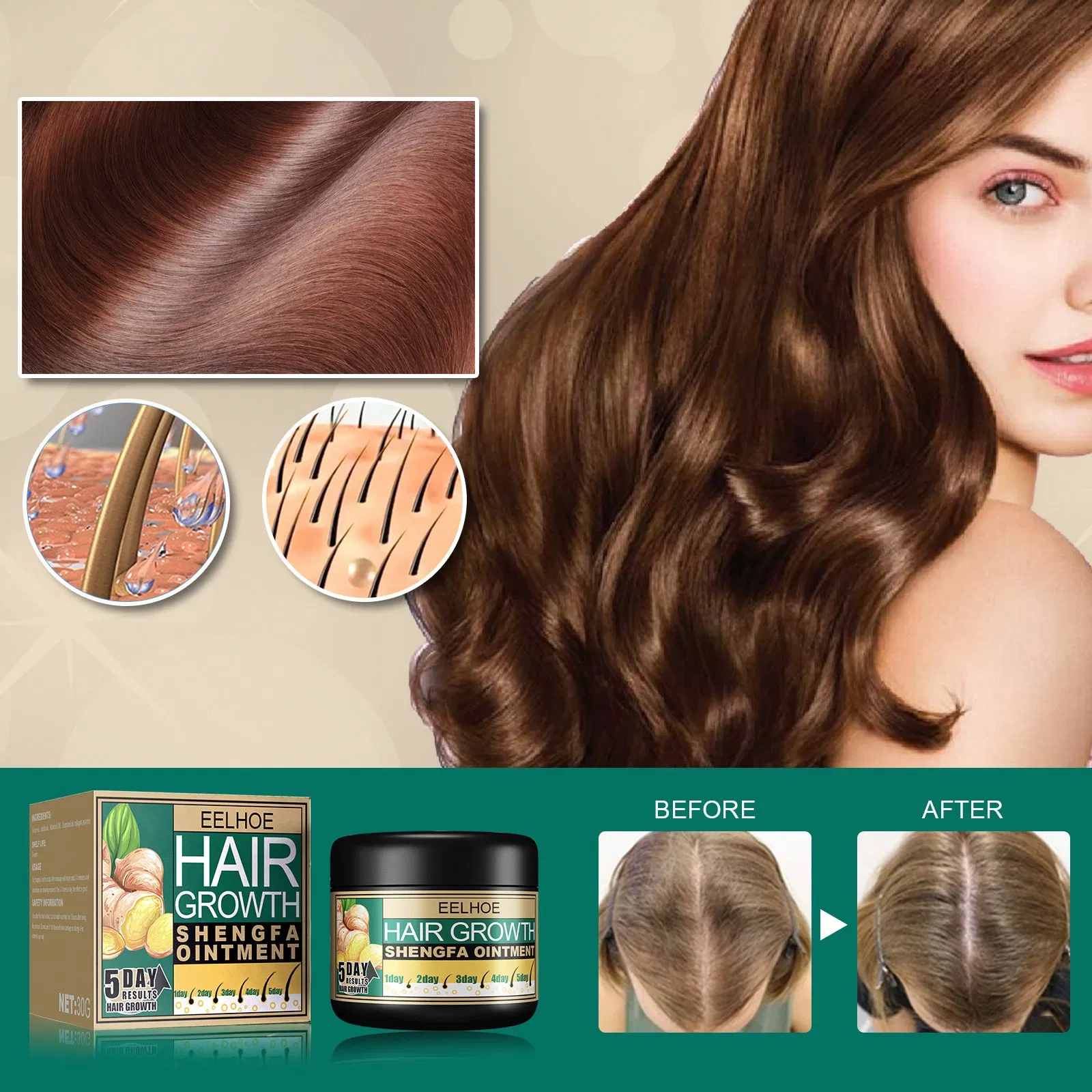 Hot Sale Natural Anti Dandruff Scalp Itch Hair Cream Ointment Vegan Moisturizing Hair Loss Care Organic Ginger Hair Growth Cream