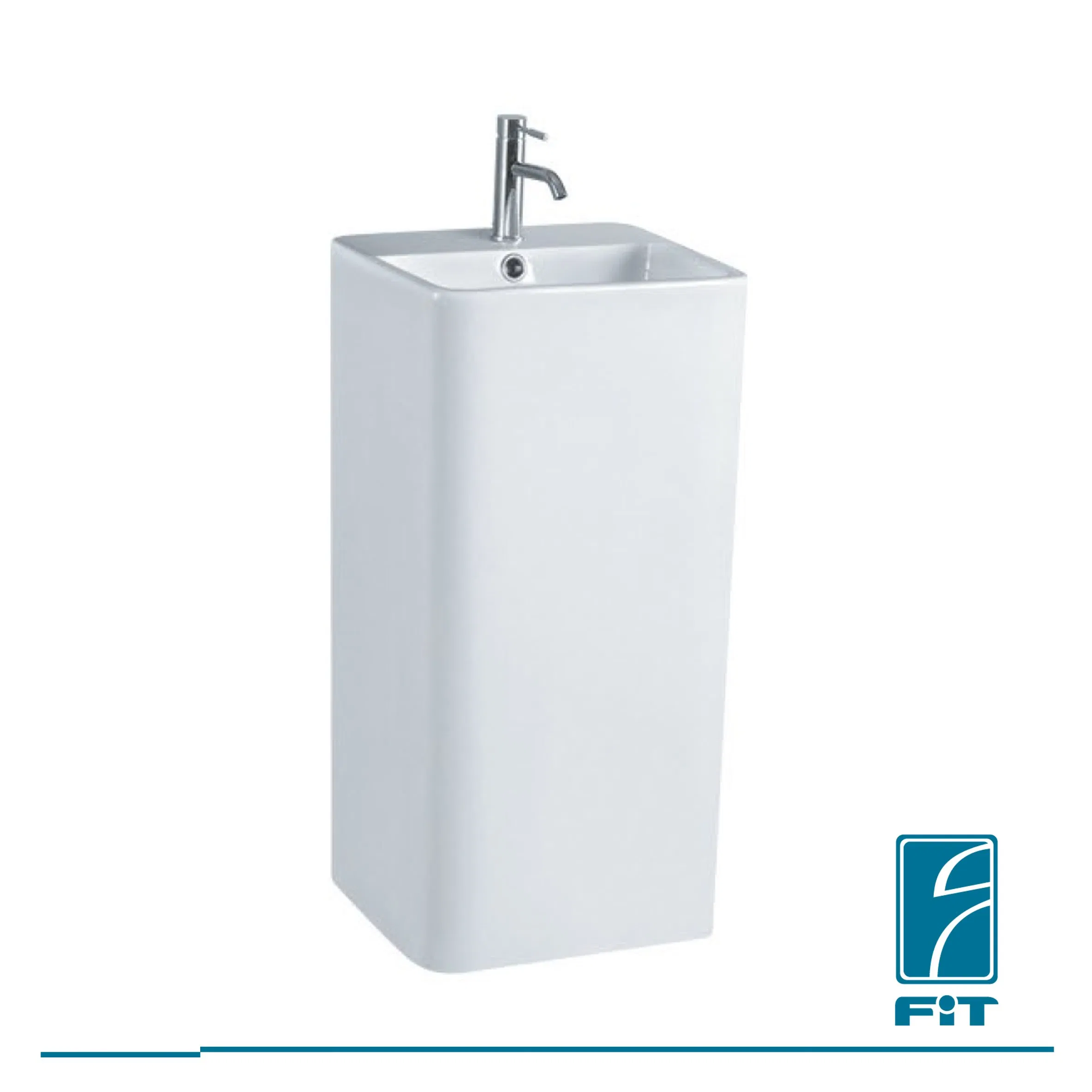 Floor Standing Square Basin Ceramic Pedestal Bathroom Hand Wash Basin