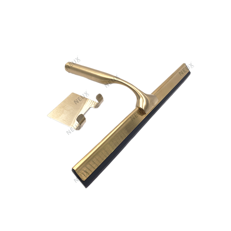 Custom Bathroom Gold Stainless Steel All-Purpose Glass Cleaning Shower Squeegee with Hook