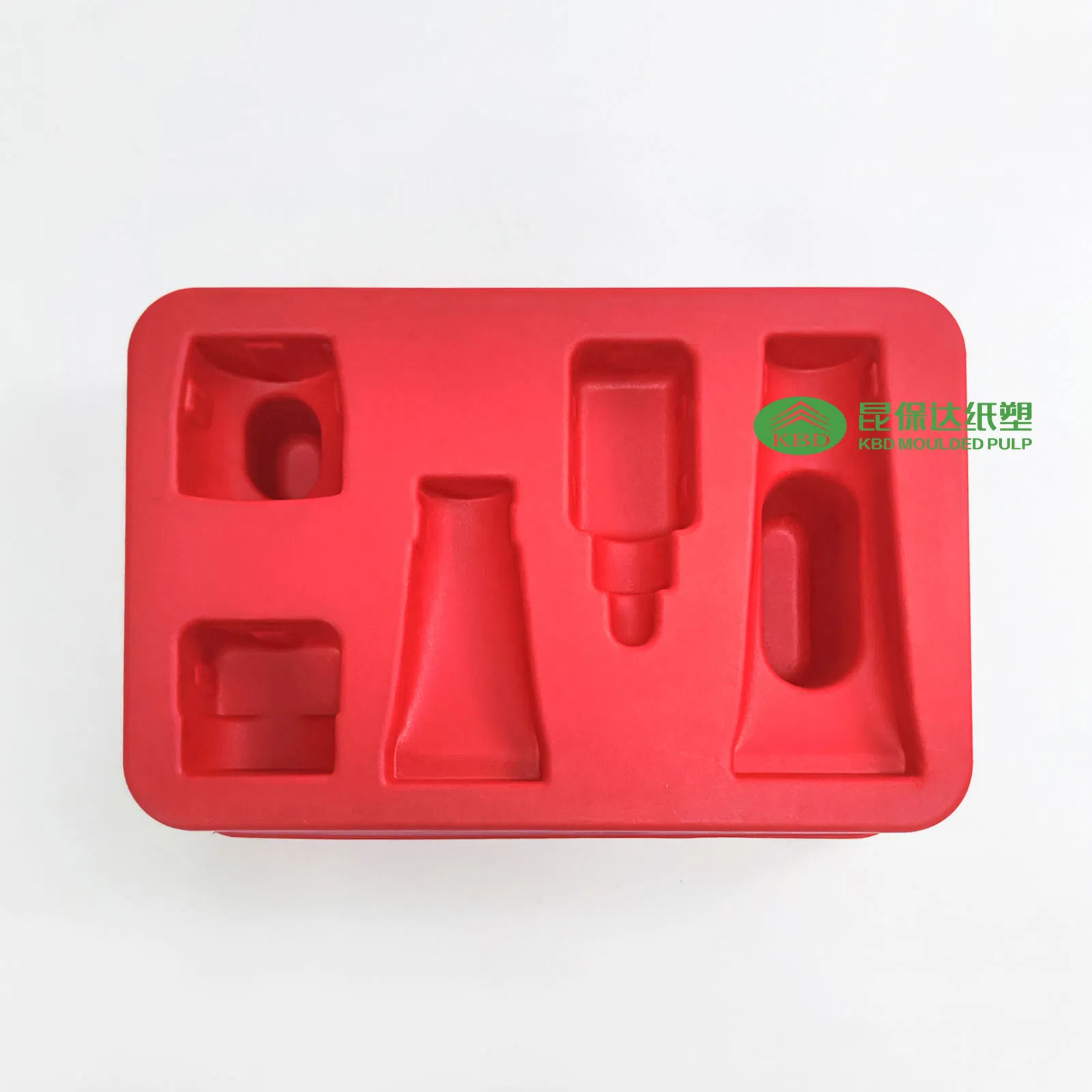 Kbd-Wet Pressed Red Tray for Beauty Products Featuring Sustainable Design