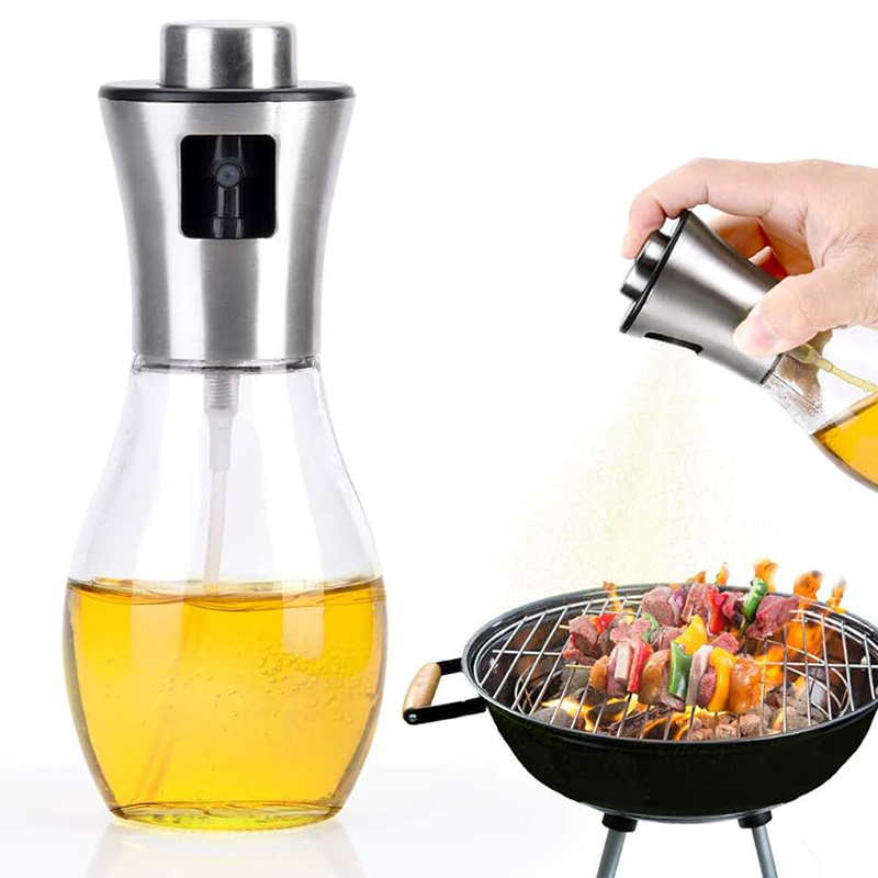 New Product 200ml Capacity Kitchen Cooking Oil Bottle Spray Vinegar Glass Bottle Stainless Steel Olive Oil Sprayer Bottle