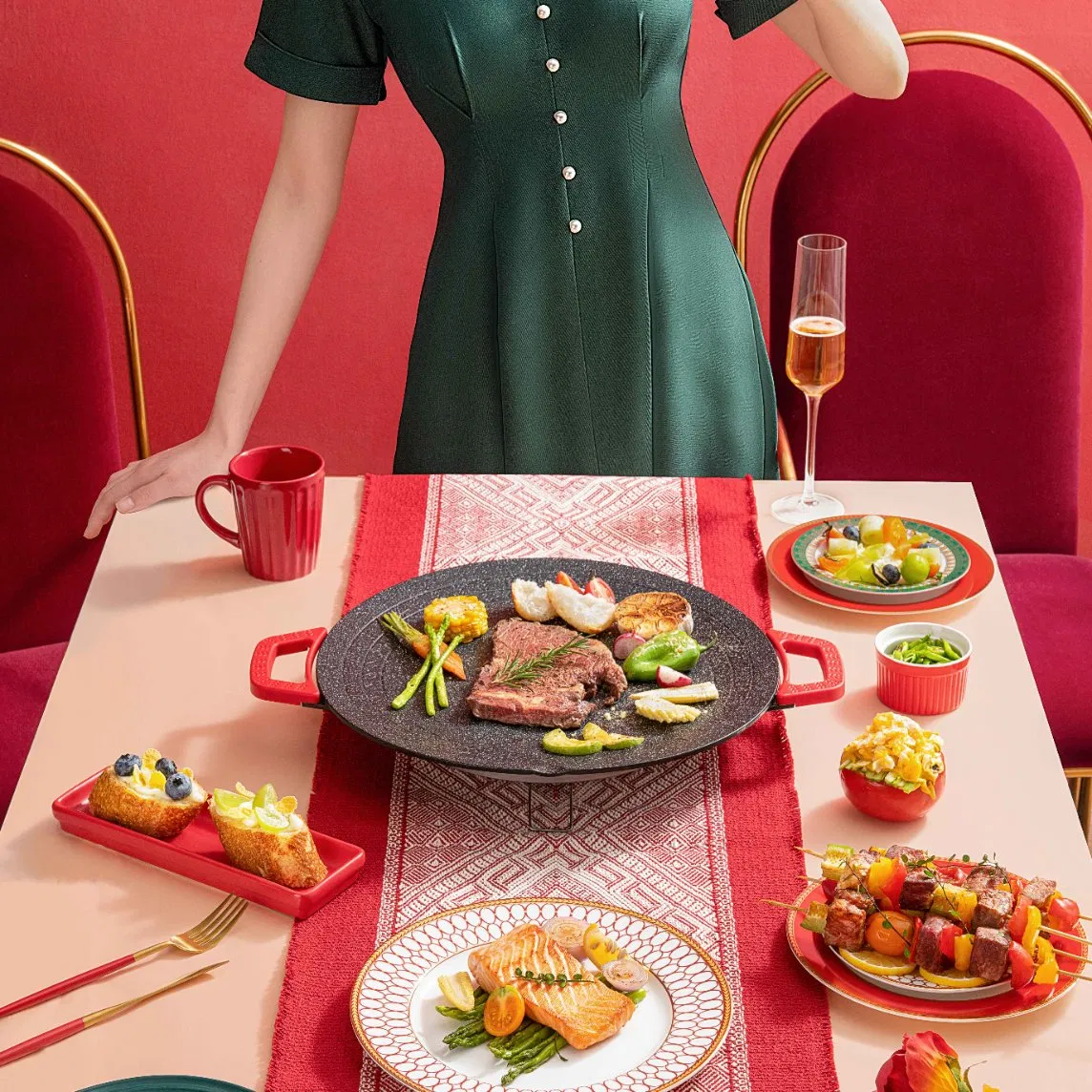 Electric BBQ Grills Indoor Multi-Function Korean Griddle Pan Medical Stone Grill Plate