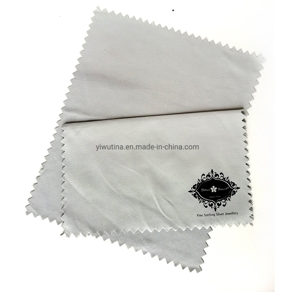 Grey Microfiber Jewelry Cleaning Fiber Cloth with Printed
