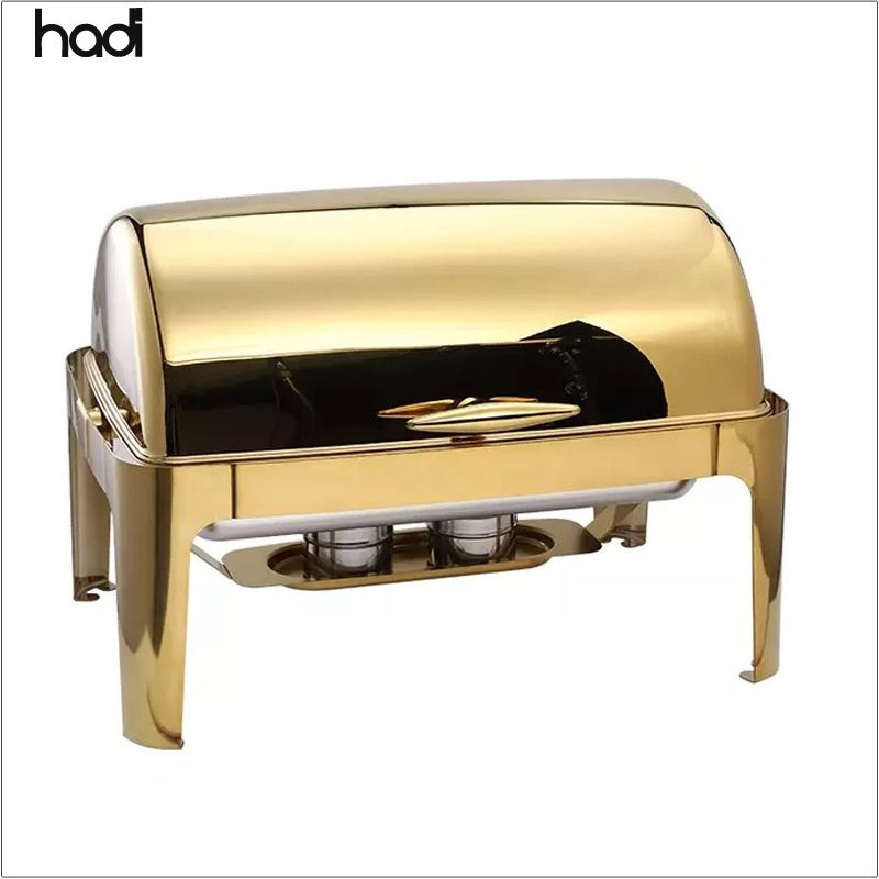 9 Quart Stainless Rectangular Chafer Buffet Food Warmer Oblong Roll Top Chafing Dish Set Restaurant Kitchen Hotel Supplies