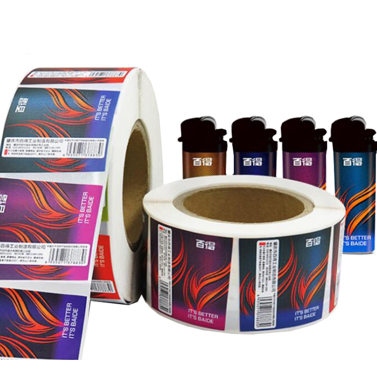 Manufacture Custom Waterproof BOPP 4 Color Printed Lighter Adhesive Label Sticker Printing