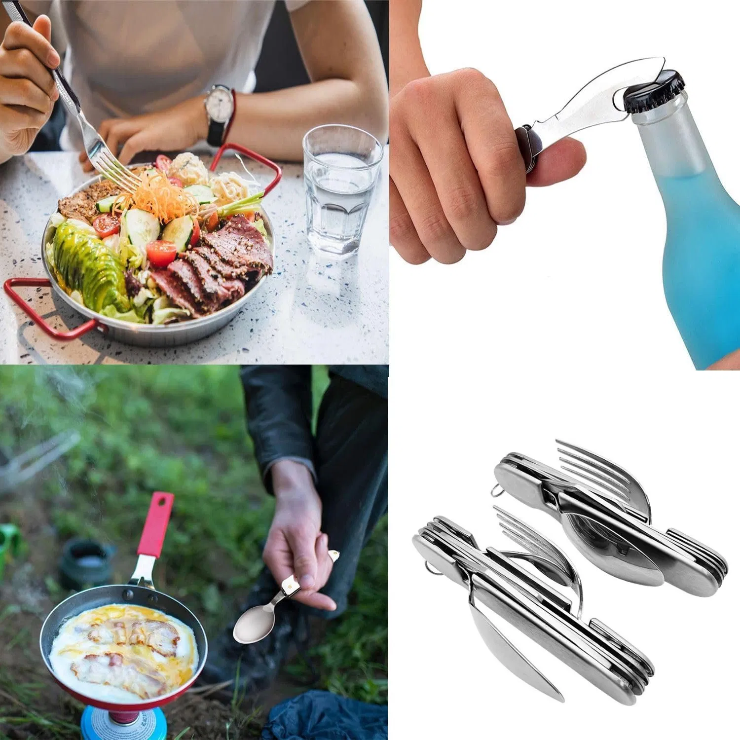 8 in 1 Camping Utensils Detachable Cutlery Knife Spoon Fork for Outdoor Camping