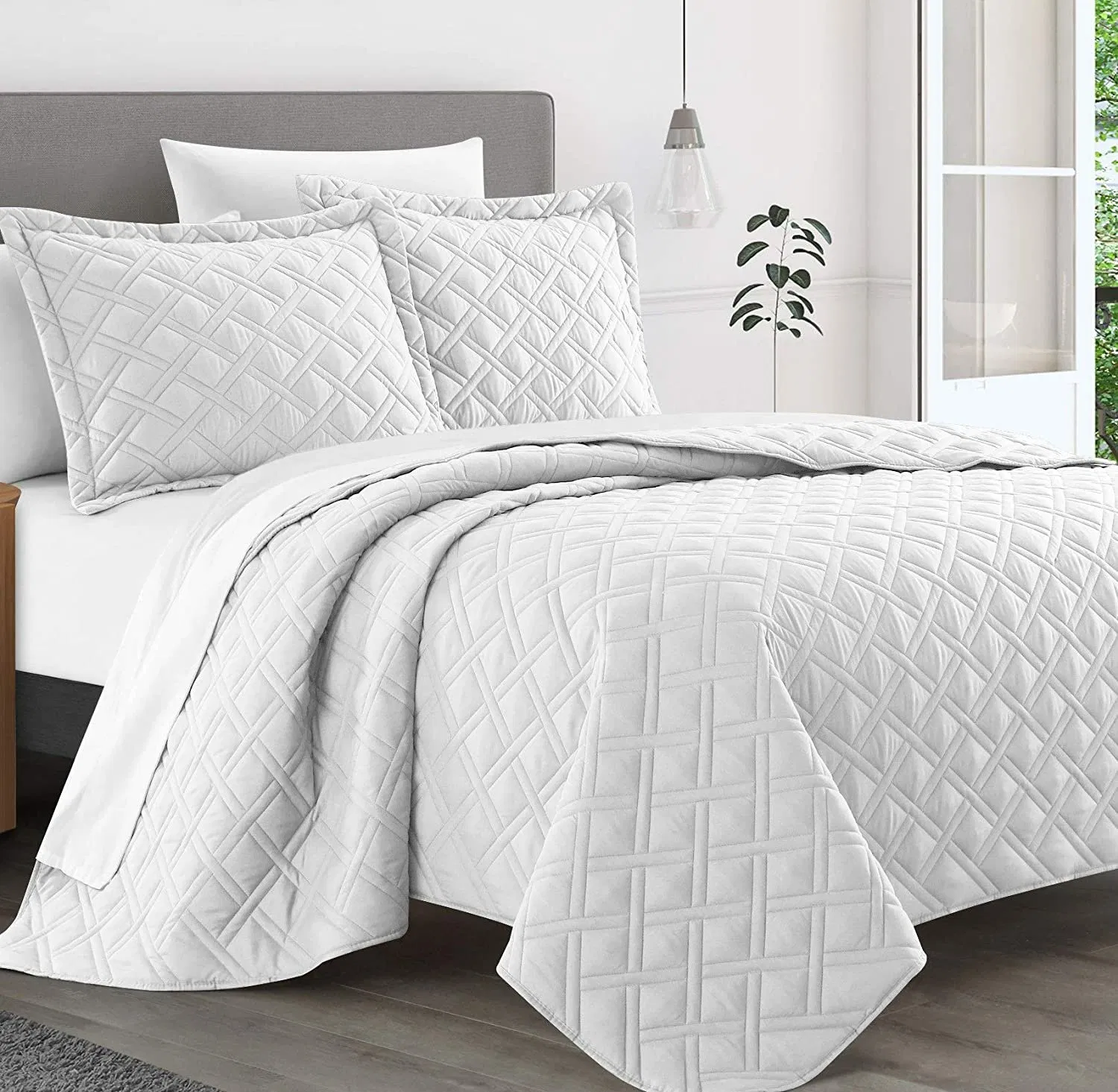 Quilts for Queen Bed Lightweight 3-Piece Grey Queen Quilt Set