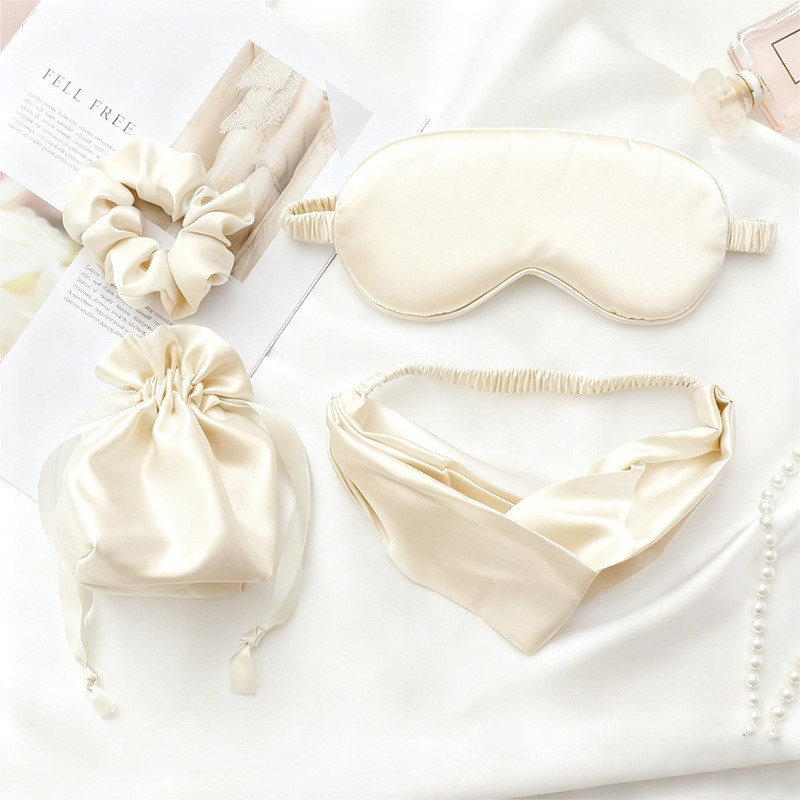 Satin Eye Mask Hair Scrunchie Set for Sleep Hair Protection Gift