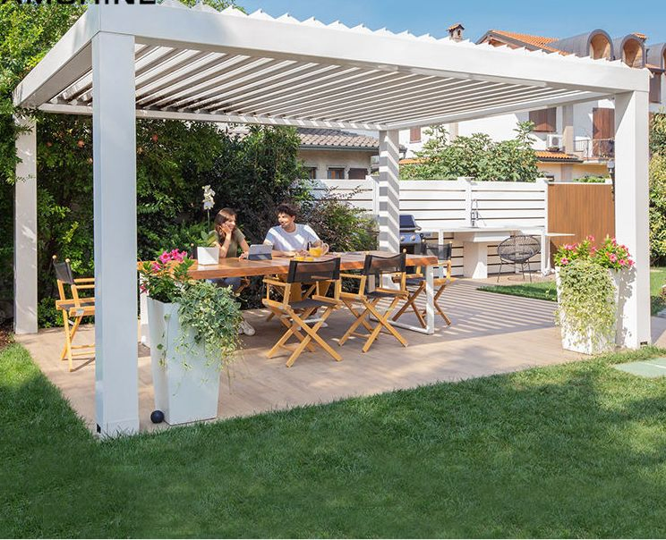 Aluminum Gazebo Garden Greenhouse with Adjustable Roof Louver