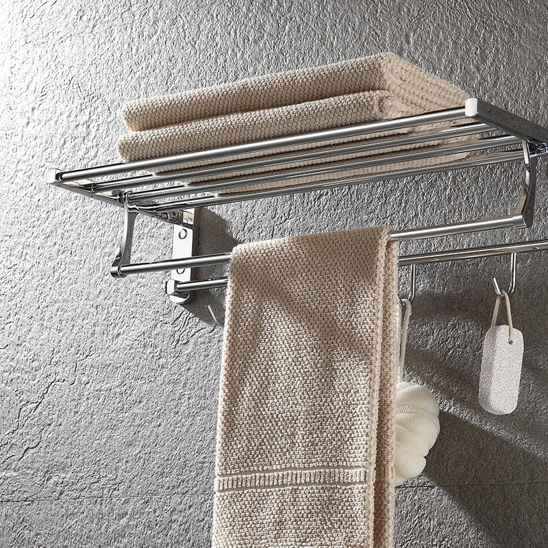 Free Perforated 304 Stainless Steel Hanging Towels Shelf Bathroom Towel Rack