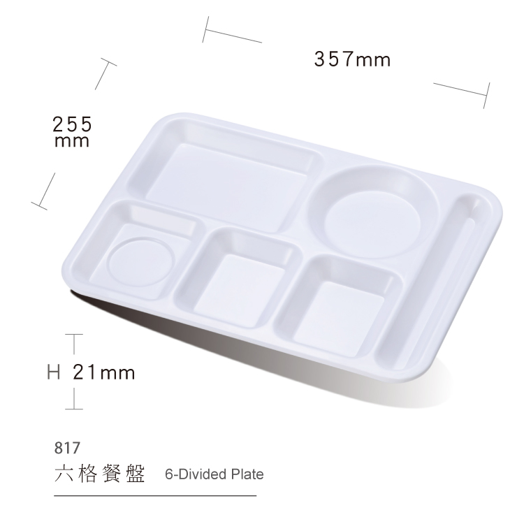 6-Divided Plate Melamine Tableware Dinner Plate Chopsticks Slot Plate