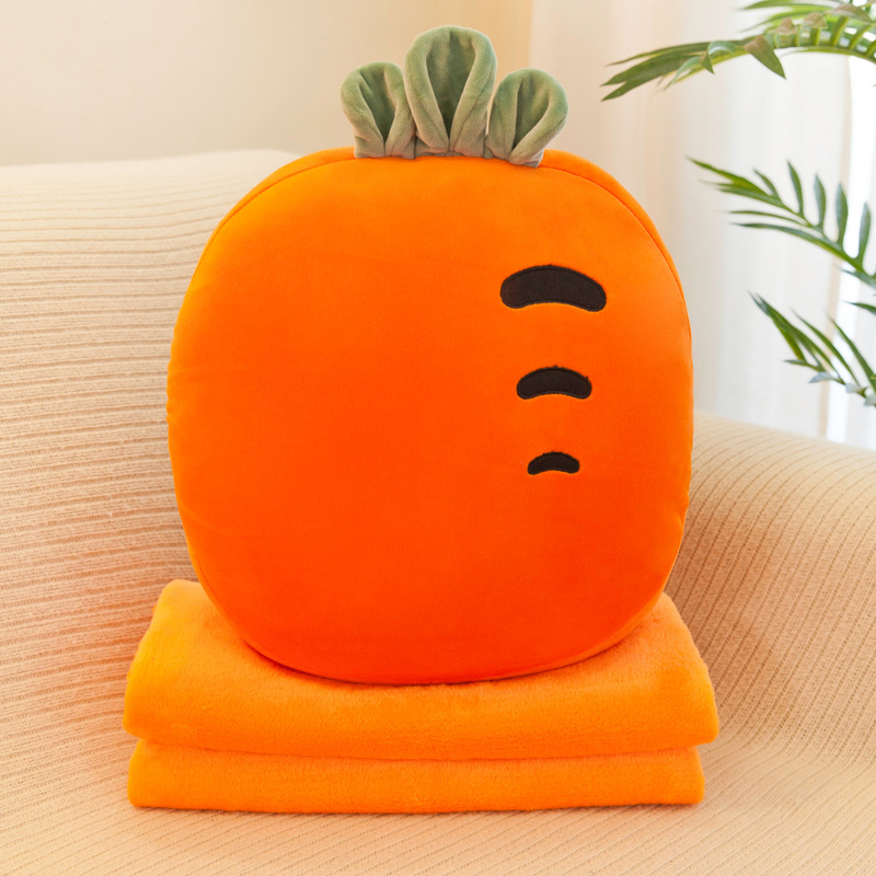 Home Travel Blanket with Stuffed Carrot 3 in 1 Plush Pillow Set