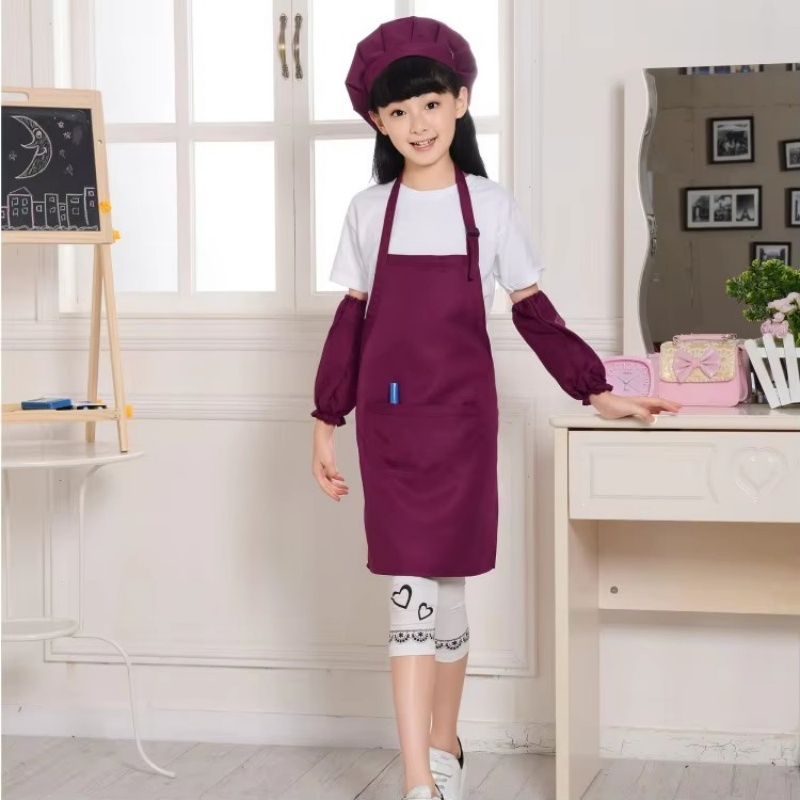 Children Adjustable Chef Apron Cooking Baking Painting Kids Apron and Chef Hat Set
