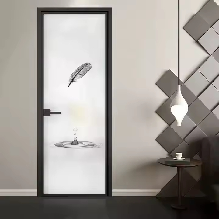 Factory Sell Directly Waterproof Swing Door Aluminum Glass Bathroom Door Toilet Doors