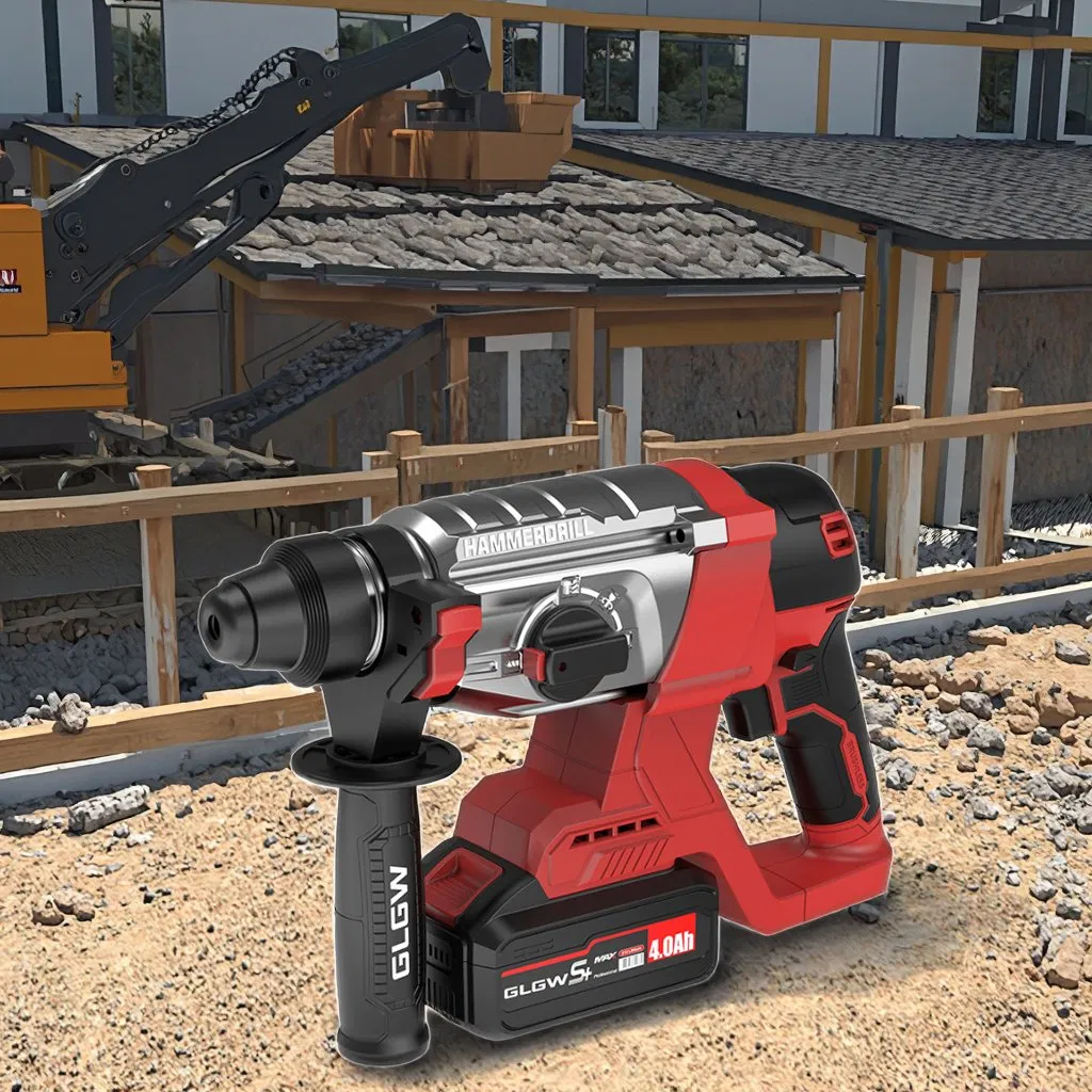 Power Hammer Drill 20V Portable Electric Cordless Breaker Brushless Motor Rotary Hammer with Lithium Battery