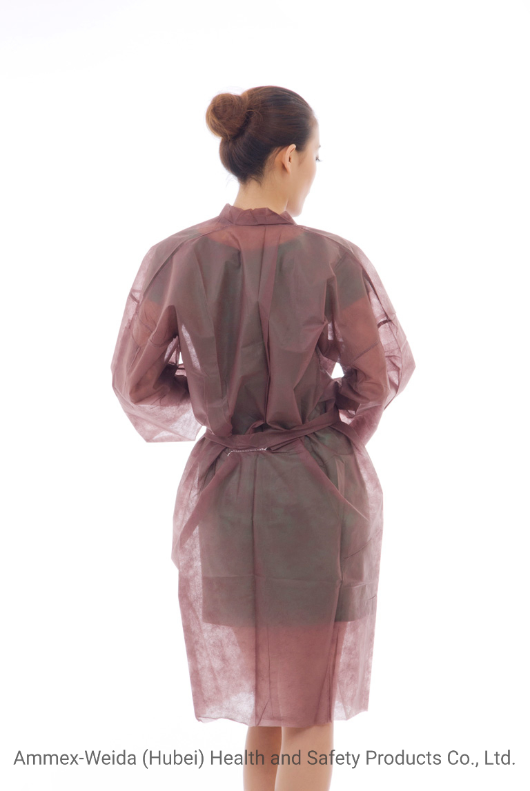 Light Weight Soft Non-Woven Clothing for Beauty Salon/Disposable Use Non-Woven Kimono