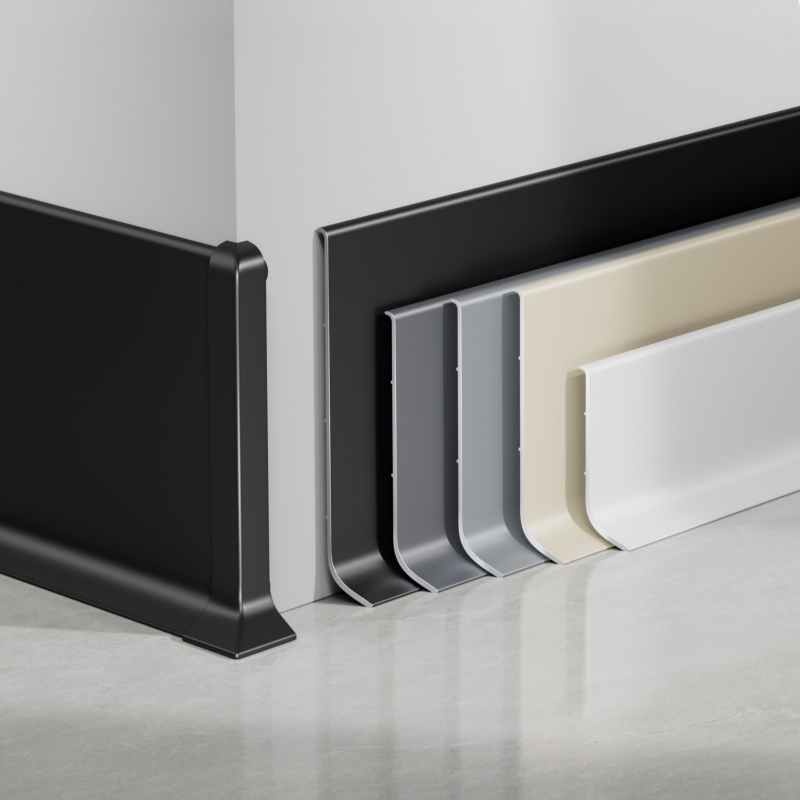 Aluminum Baseboard Skirting Kickboard, Brushed Aluminum Finishes Available Worldwide, Customizable