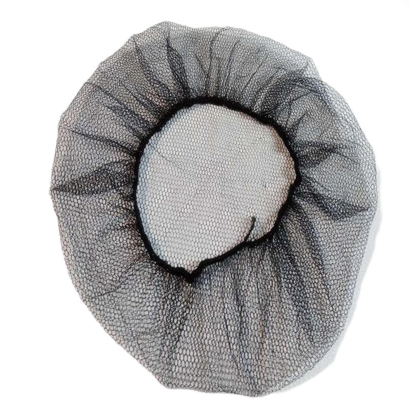 Nylon Disposable Hair Covers 21" 24" with Elastic, Black Disposable Hair Net Bouffant Caps for Cleaning