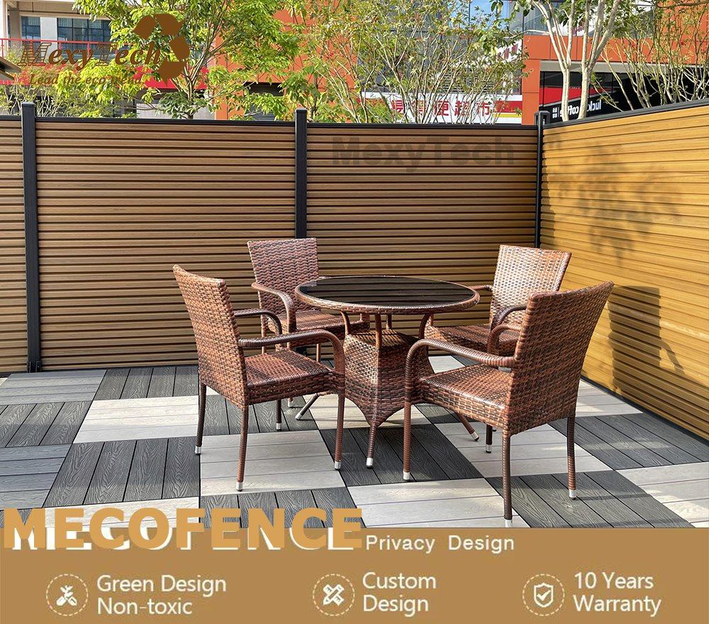 3D Grooved Design Garden Privacy Fence DIY Wood Composite WPC Fence Panel