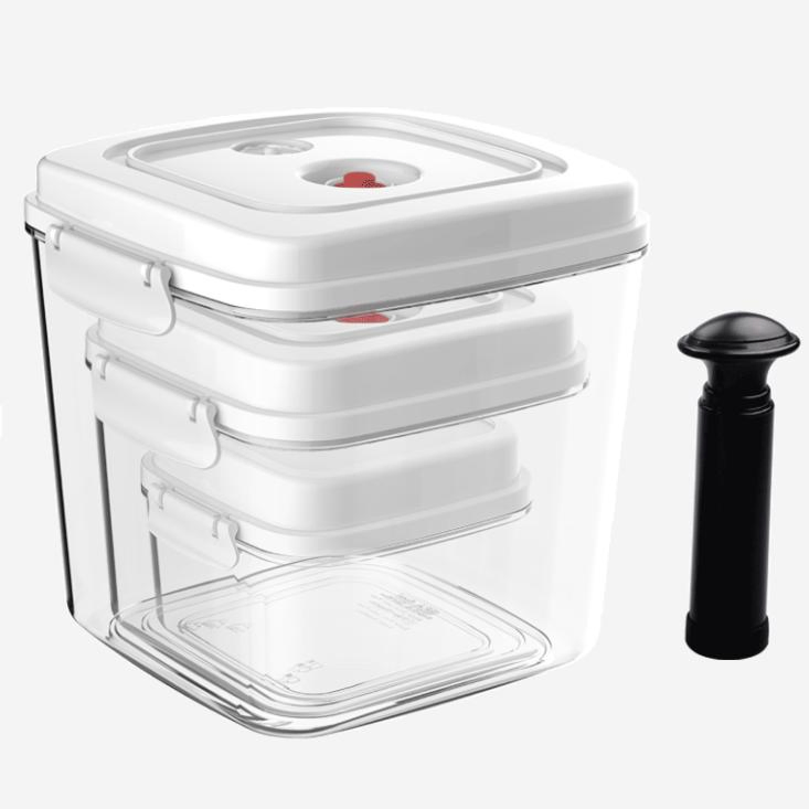 Eco-Friendly Square Plastic Vacuum Food Storage Container with Lid and Pump